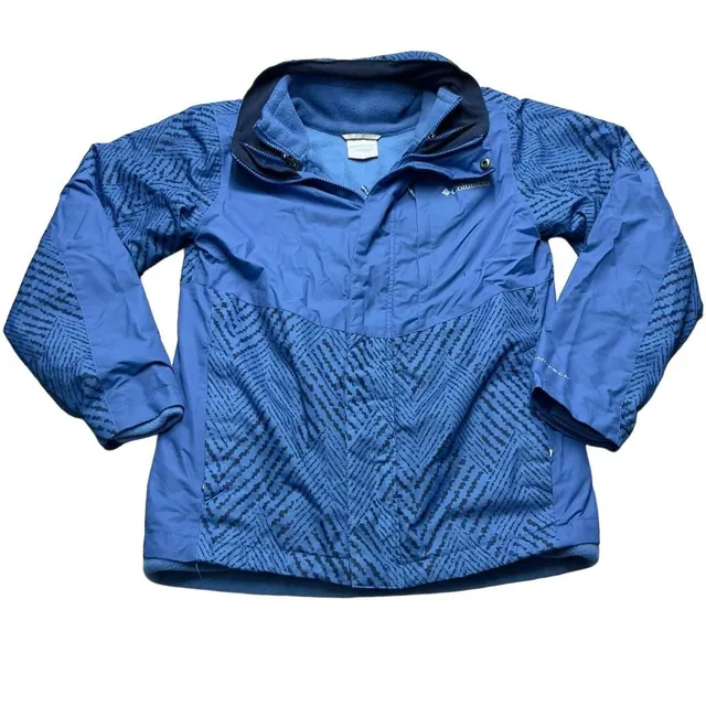 Columbia Interchange Youth Jacket Size L (14/16) Blue Omni-Tech Reversible Top