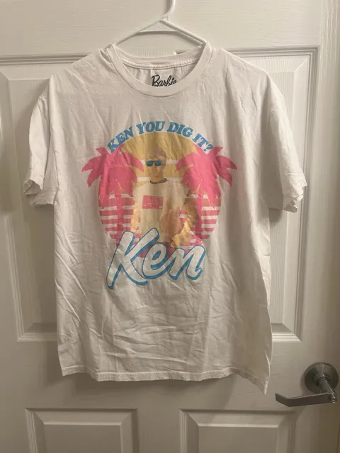 Barbie Ken You Dig It Graphic T-Shirt Size L White Cotton