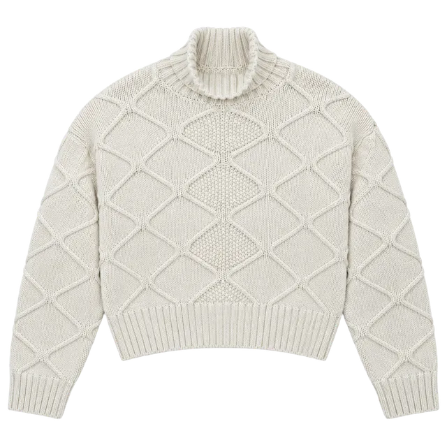 Banana Republic Mock Neck Cable Knit Sweater Size S Cream Button Cuffs