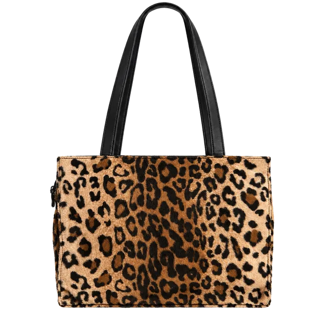Leopard Print Faux Fur Shoulder Bag Tote