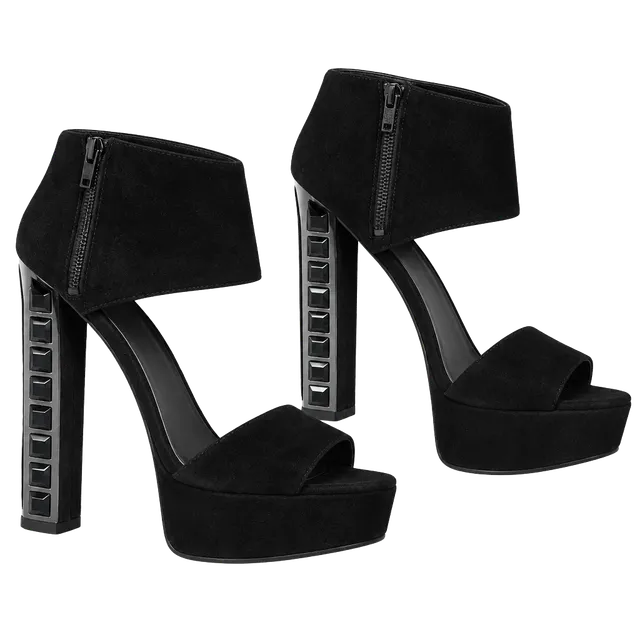 Michael Kors Josie Open Toe Size 8 1/2M Black Suede Heels
