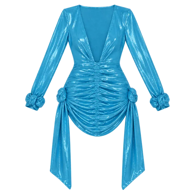 Johnny Wujek for JCPenney Metallic Mini Dress Size S Blue