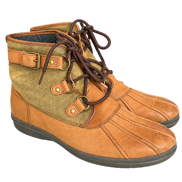 UGG Waterproof Duck Boots Size 11 Brown Leather Suede, Mens
