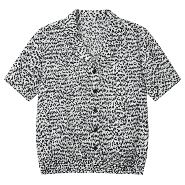 Joanna Vintage Short Sleeve Blouse Black White Animal Print Made in USA
