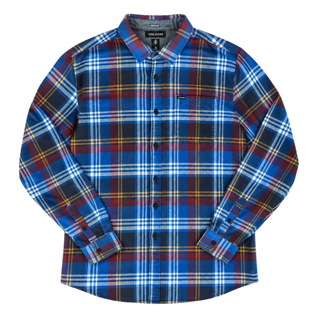 Volcom Plaid Long Sleeve Button Down Shirt Size XL Blue Red