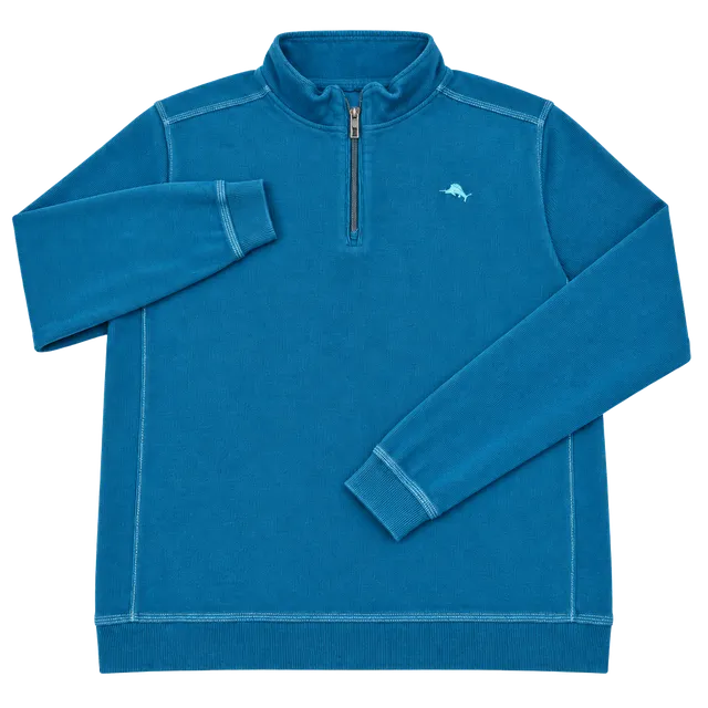 Tommy Bahama 1/2 Zip Pullover Sweatshirt XXL Blue Ribbed Cotton
