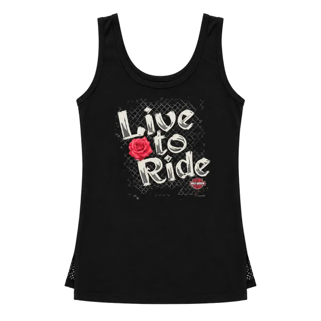 2004 Harley-Davidson Kona Hawaii Live To Ride Tank Top Black Mesh Sides
