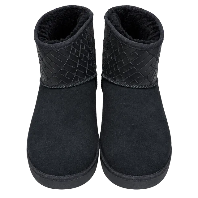 UGG Classic Mini II Ugg Logo Black Suede Boots