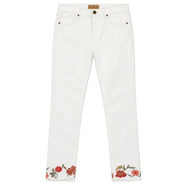 Driftwood Women’s Colette Jeans Size 26 White Floral Embroidery Boho Western