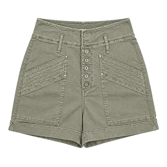 Anthropologie high waste Utility Shorts Size 2 Green Cotton Button-Fly