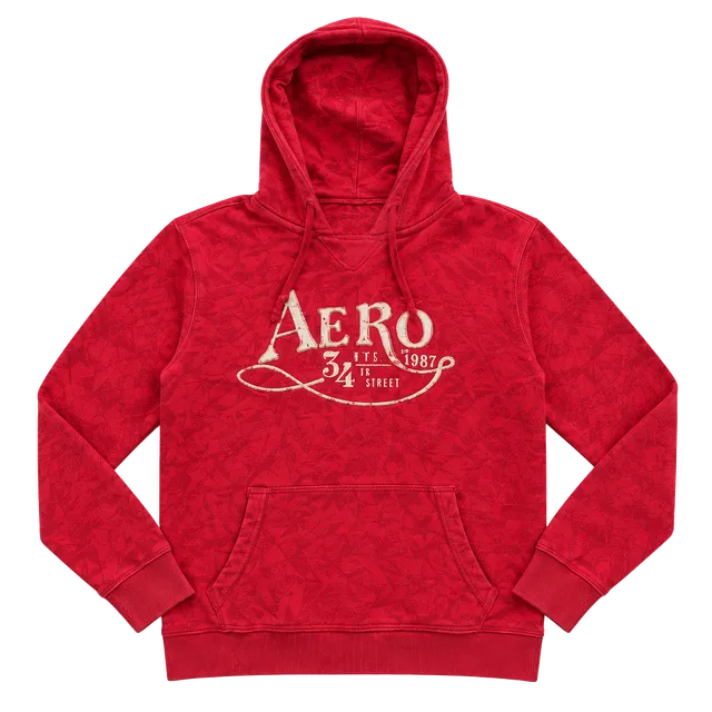 Y2K Aeropostale Hoodie Sweatshirt Size L Red Sequin Aero 34th Street 