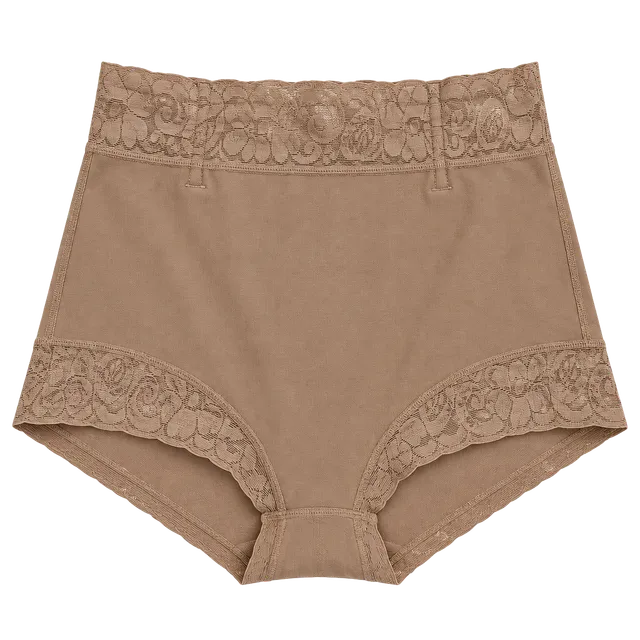Shapewear High Waist Control Briefs Size S Nude Mesh
