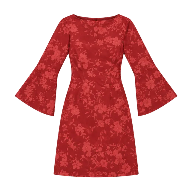 a new day Red Tonal Floral Long-Sleeve Shift Dress