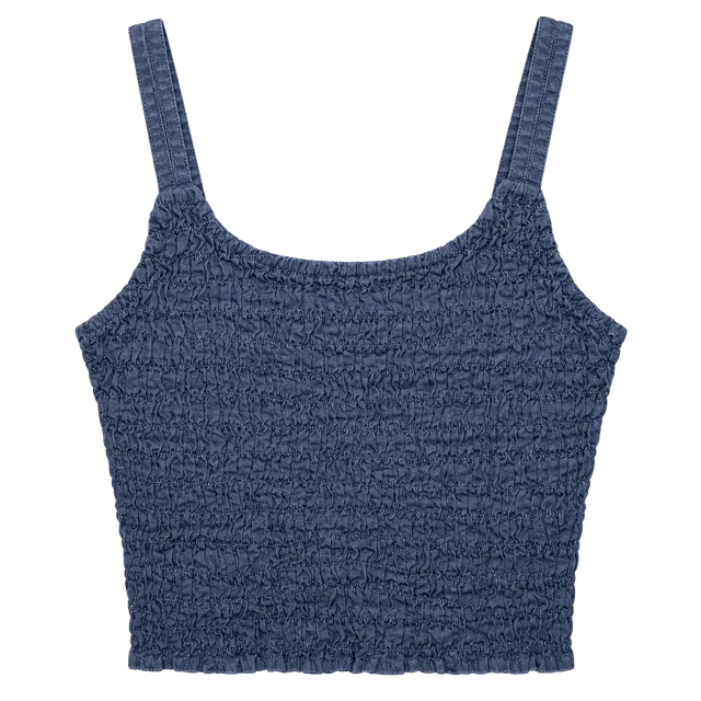 Deranged Babaton Smocked Crop Tank Top Medium-Blue