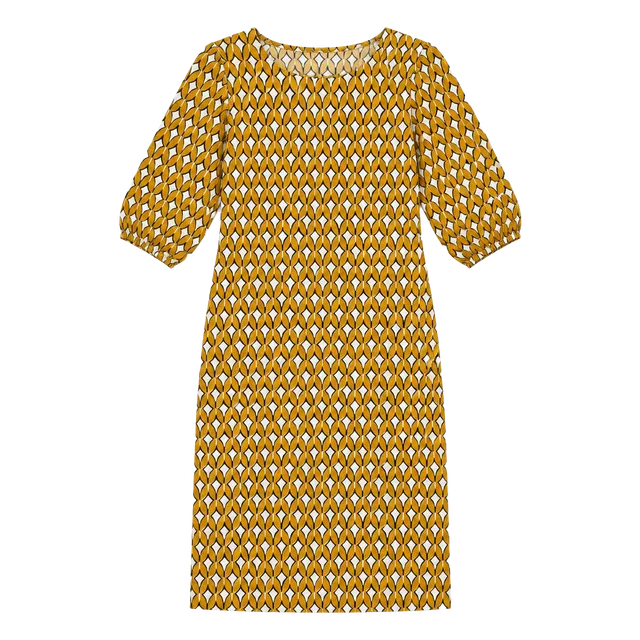Sweet Salt Geometric Print Shift Dress with Pockets Lantern Sleeves Size 12 NWT