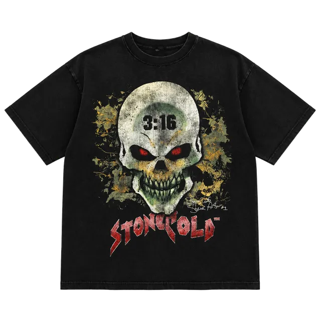 WWE Stone Cold Steve Austin Skull T-Shirt X-Large Black Graphic Wrestling