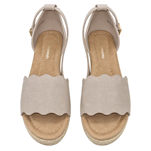 CL By Laundry Espadrille Wedge Sandals Size 8.5 Taupe Scalloped