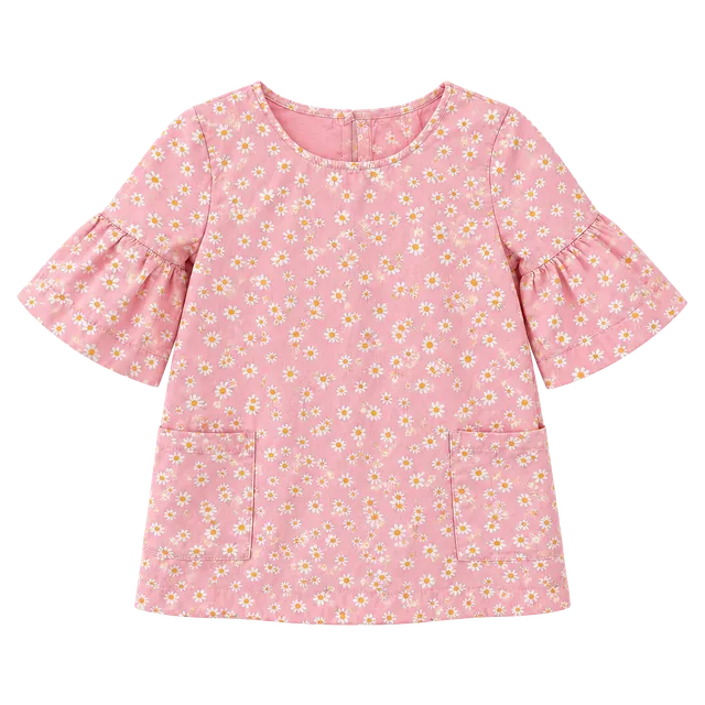 Hanna Andersson Daisy Print Dress US 4 Pink Flutter Sleeve