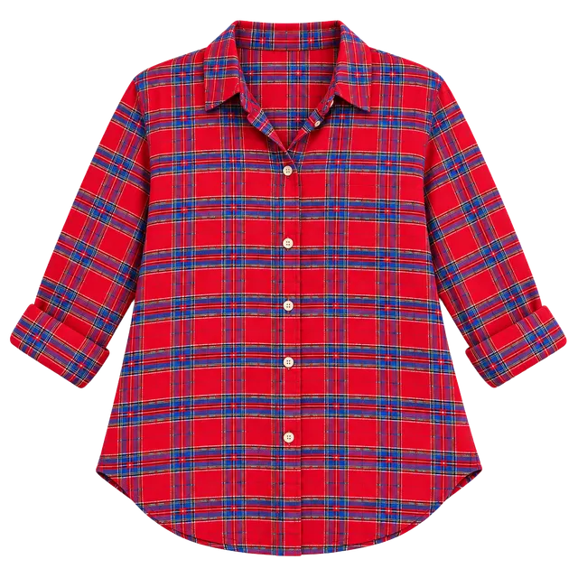 Abercrombie & Fitch Women’s XL Red Blue Plaid Button Down Flannel Shirt