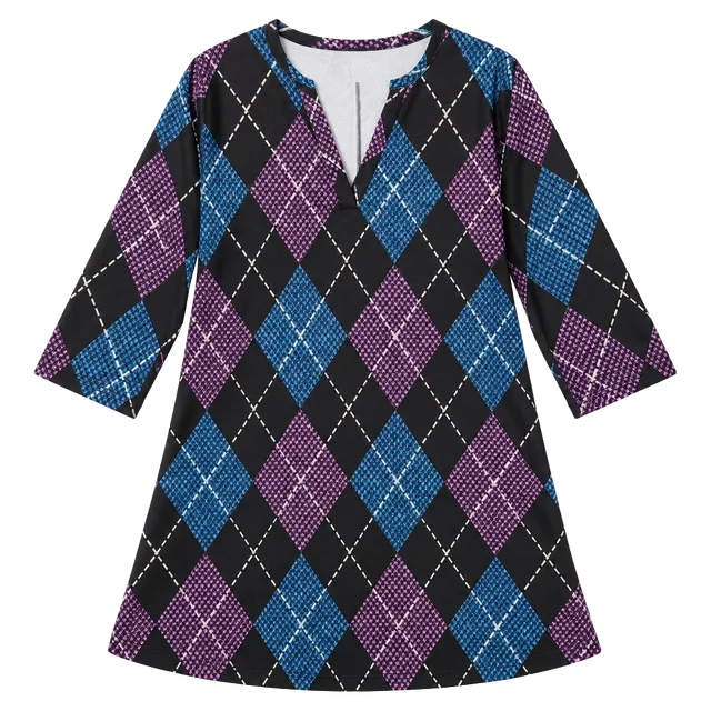 Azalea by Firemani Tunic Top Shirt Size 4X Multicolor Argyle Pattern