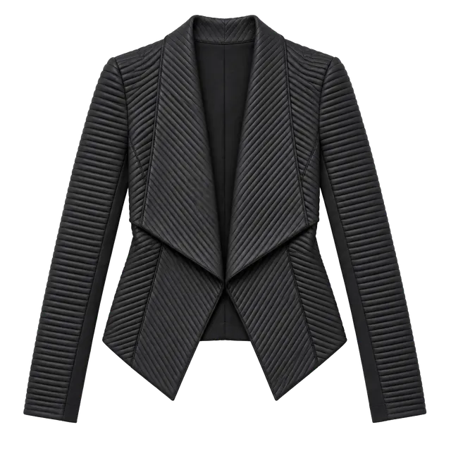 Katherine Barclay Quilted Jacket Size S Black Moto Asymmetrical Drape Grunge