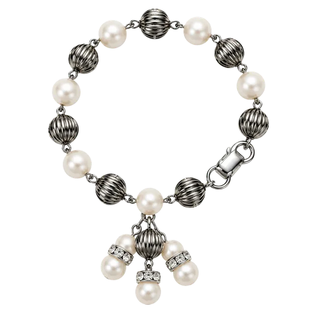 Coro Vintage Faux Pearl Charm Bracelet Gold Tone