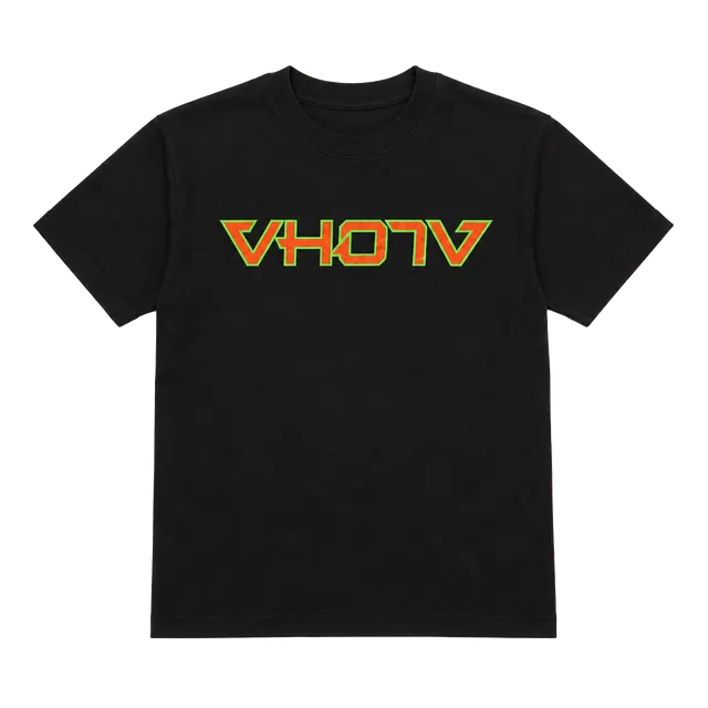 VHO7V Logo Tee Size M Black Orange Green Outline