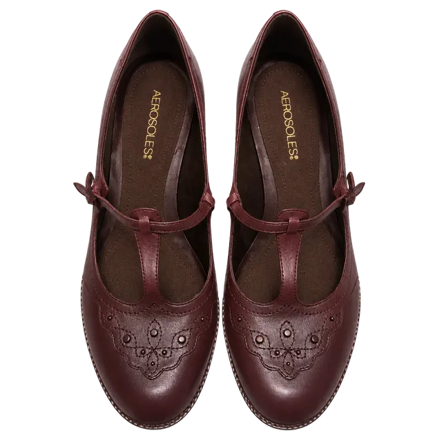 Aerosoles Brown Leather T-Strap Heels