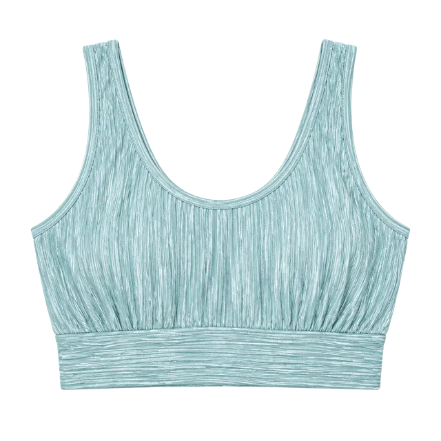 Fashion Nova Plissé Crop Tank Top Size 2X Light Blue