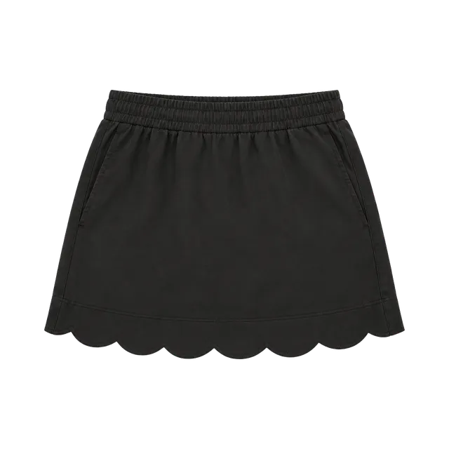 Umgee Skirt Size M Black Scalloped Hem Elastic Waist Mini Skirt