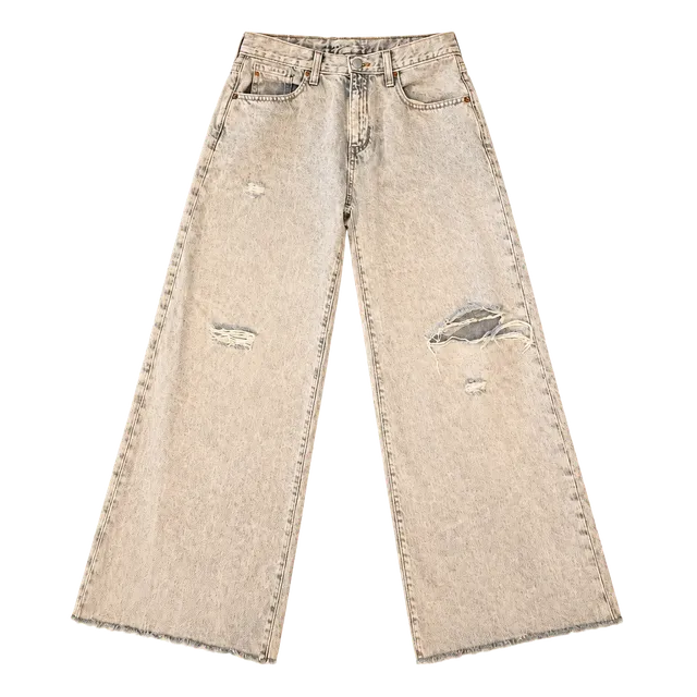 Old Navy Super Baggy Wide Leg Jeans Size 16 Distressed Light Wash Y2K Aesthetic 