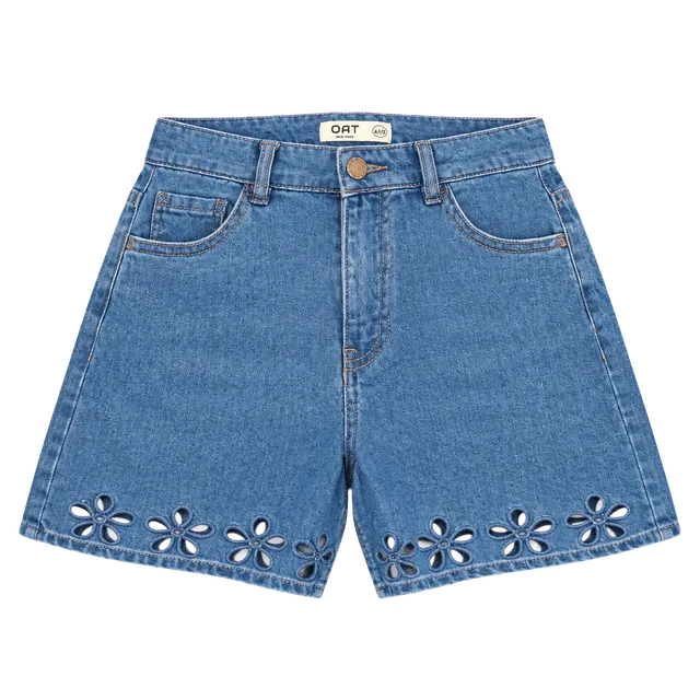OAT New York Denim Shorts Size 2/26 Floral Cutout