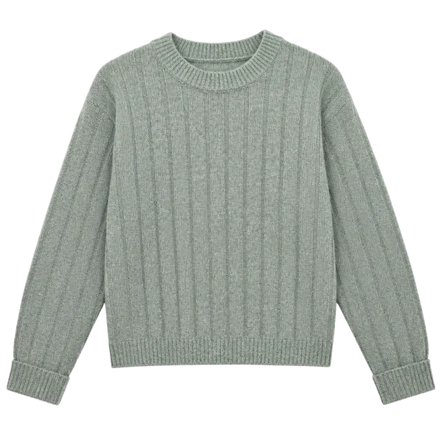 Sincerely Jules Ribbed Sweater Size L Green Crewneck Pullover