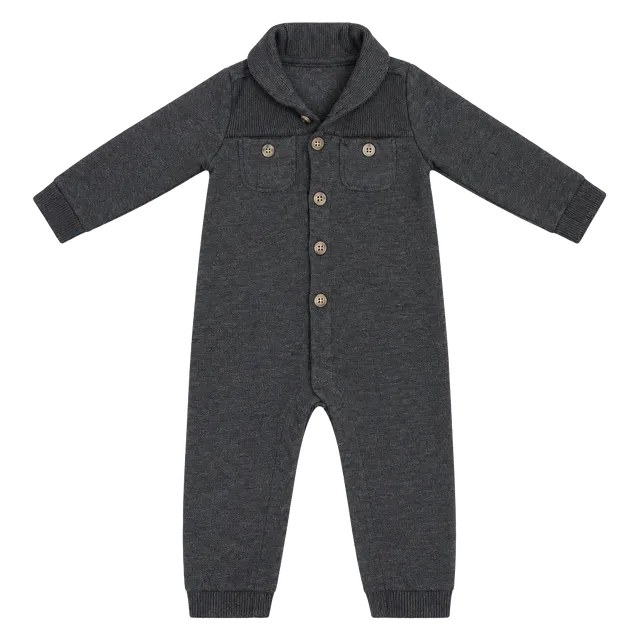 BabyGap Shawl-Collar One-Piece Size 12-18M Dark Gray Knit Jumpsuit