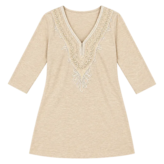 Lilly Pulitzer Clarkson Dress Heathered Camel Embroidered 3/4 Sleeve M