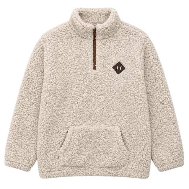 Cozy Cream Sherpa Quarter-Zip Pullover Hoodie