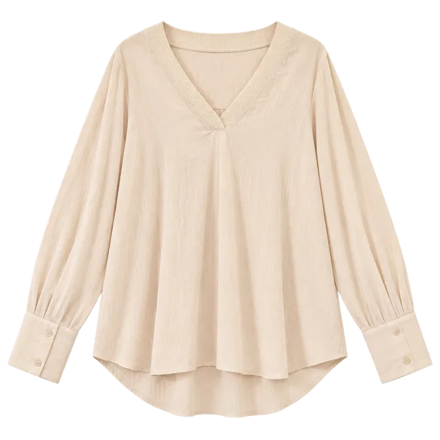 Reiss V-Neck Long Sleeve Blouse Size USA 10 Peach