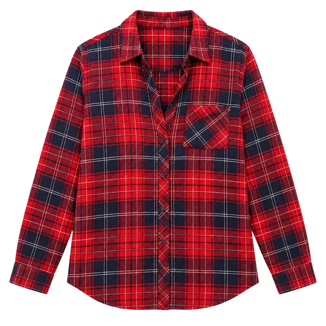Beach Lunch Lounge Plaid Flannel Shirt Size M Red Black Long Sleeve
