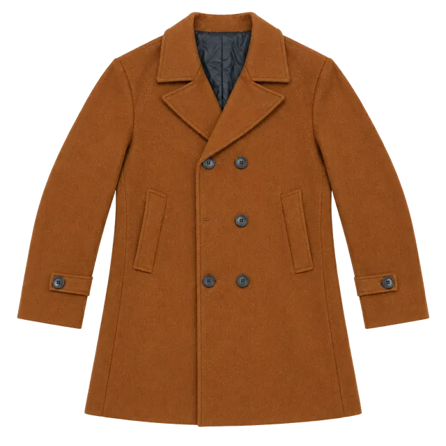Unbranded Wool Blend Pea Coat Size M Brown Double Breasted Overcoat