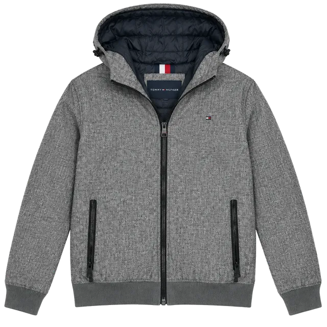 Tommy Hilfiger 3-Layer Hooded Jacket Size M Gray Water Resistant