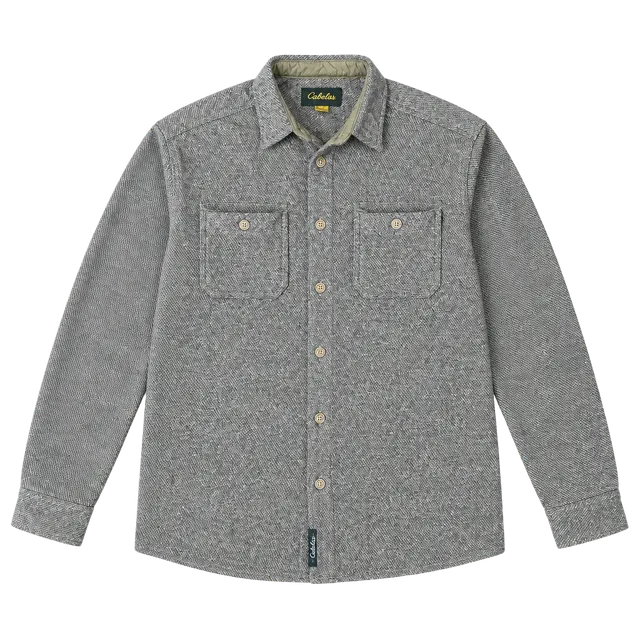 Cabela's Fleece Shirt Jacket Size L Reg Gray Heavyweight Button Up