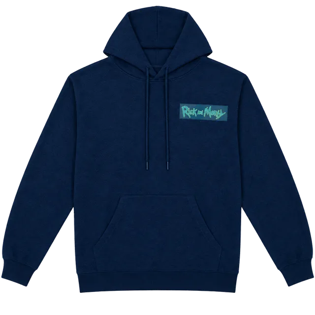 Rick And Morty Hoodie Size L Blue Graphic Spaceship Pullover