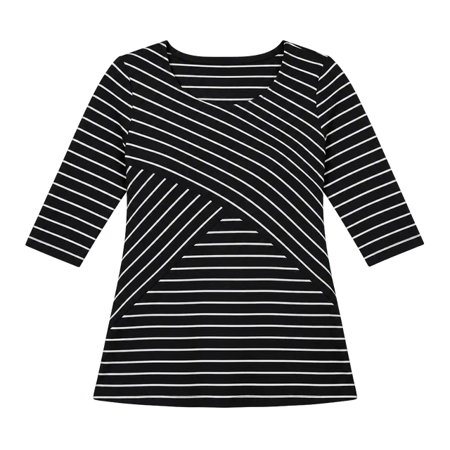 Talbots Black and White Striped Asymmetrical Long Sleeve Top Size 3X