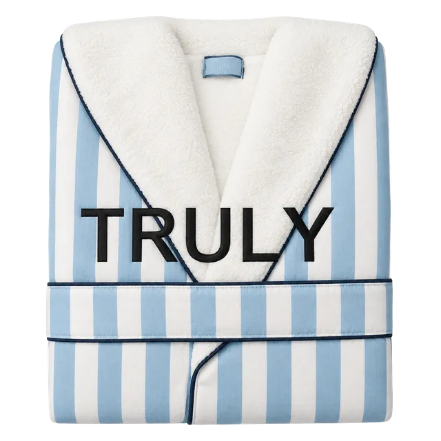 Truly Beauty Mykonos Luxury Robe Blue White Stripe