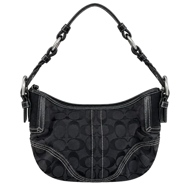 Y2k Coach mini Signature Soho Hobo Black Canvas Leather Handbag
