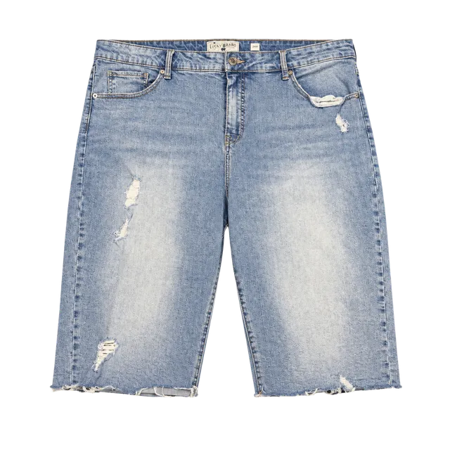 Lucky Brand Denim Shorts Size 24W Distressed Raw Hem Blue