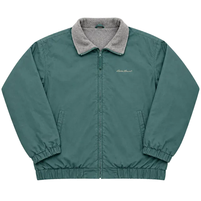 Eddie Bauer Vintage Fleece Lined Windbreaker Jacket Size M Green Nylon Shell