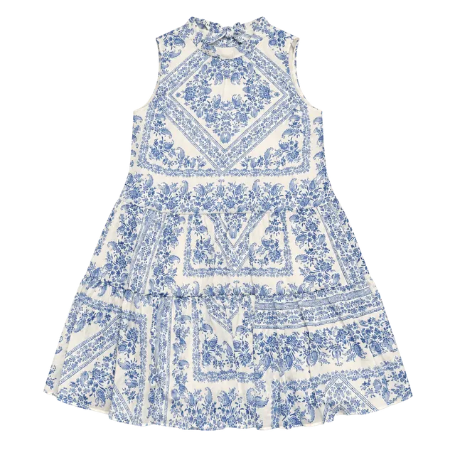 Calvin Klein Blue & White Paisley Halter Dress Size 8