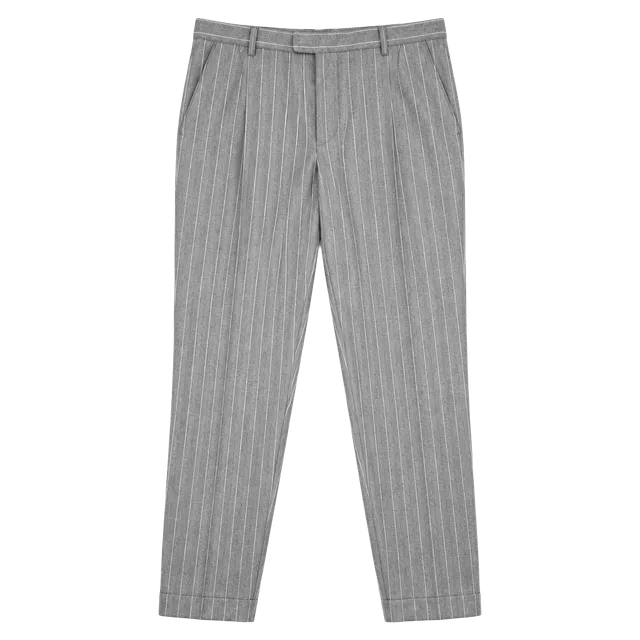 Zanella Bennett Pinstripe Wool Trousers Size 40 Gray Pleated Cuffed