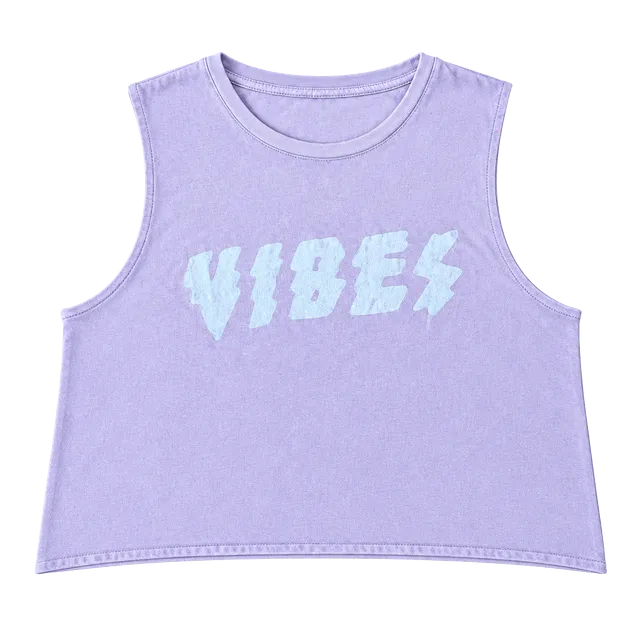 P&Co England Vibes Cropped Muscle Tank Top Dusty Pink Graphic Vest Sz UK 6 US 2